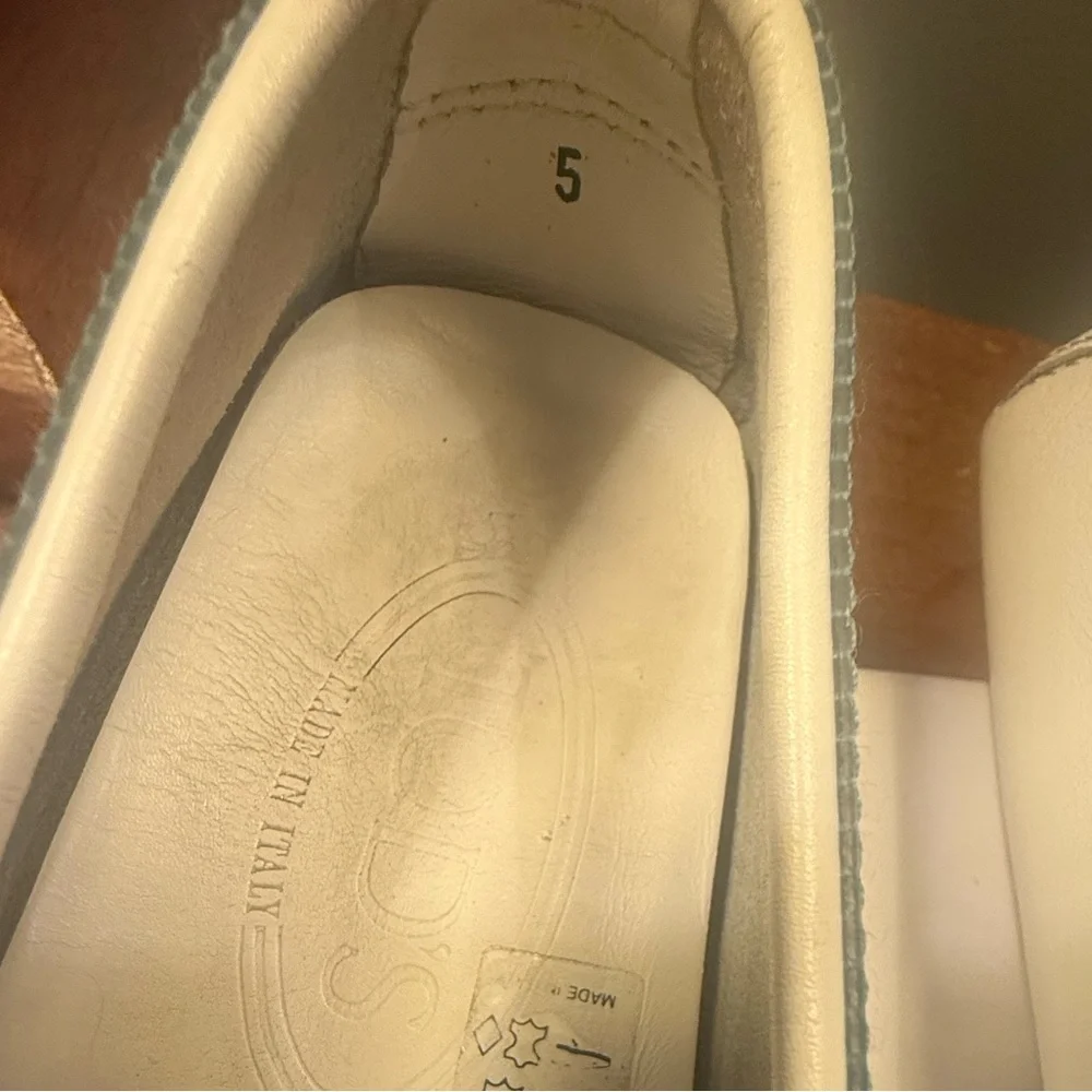 Tod's White Leather Driving Loafers Flats w/Light Blue Trim Size 5 MSRP $495 - Picture 11 of 11